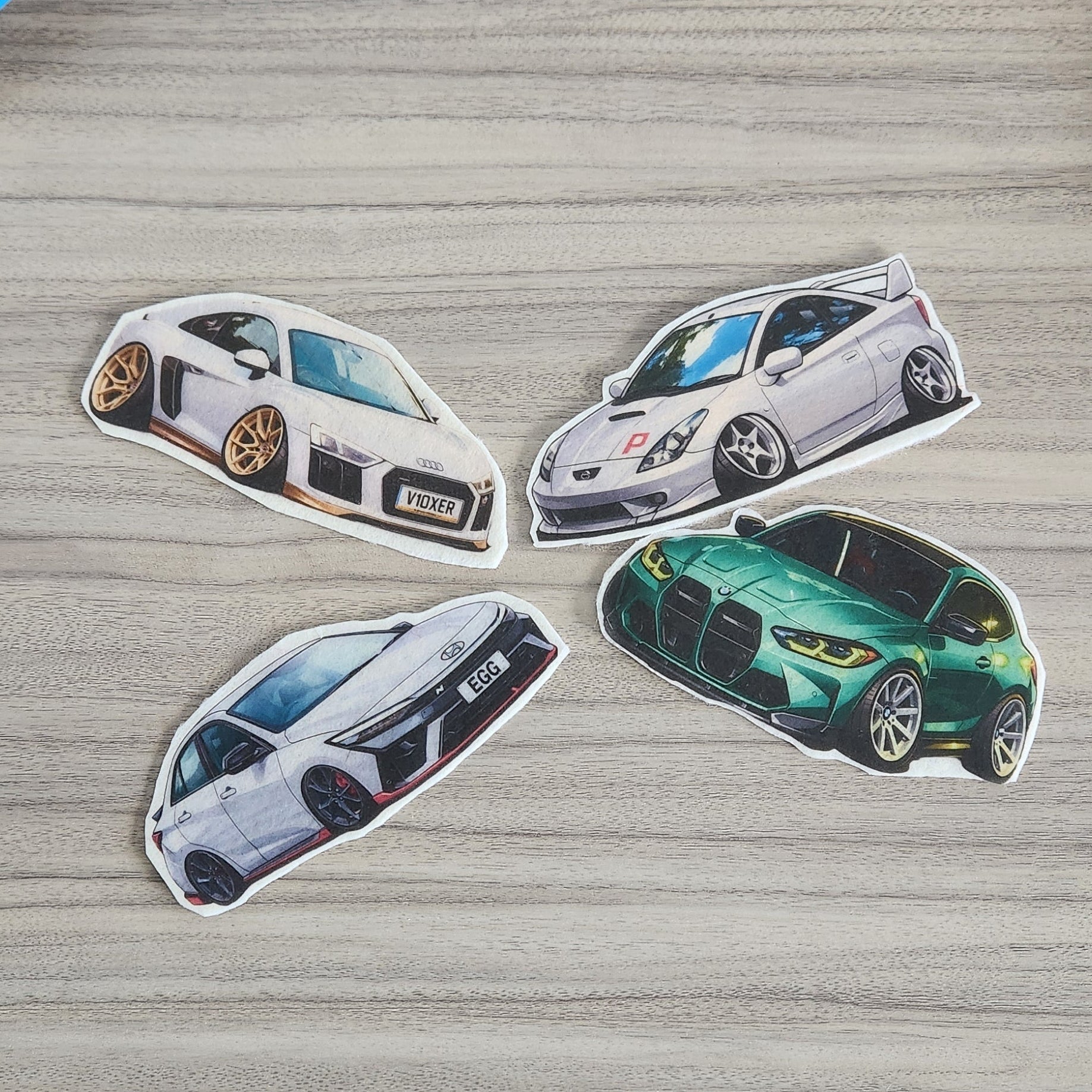 Audi R8, Celica, M4 and I30n Air Fresheners.